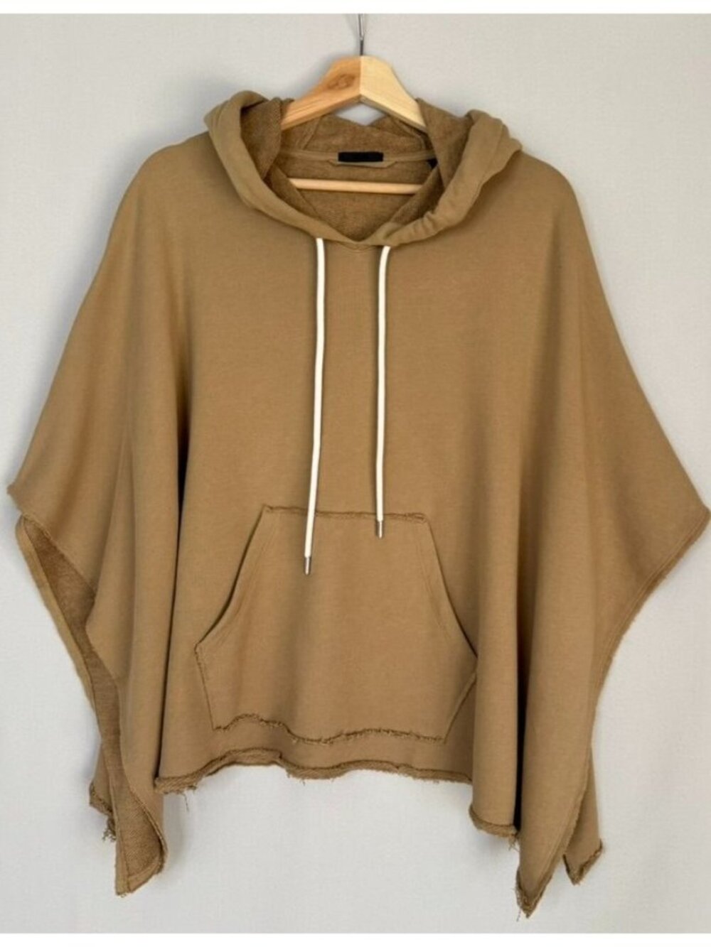 ATM Anthony Thomas Melillo Nude French Terry Hooded Open Sided Poncho One Size - Picture 3 of 14